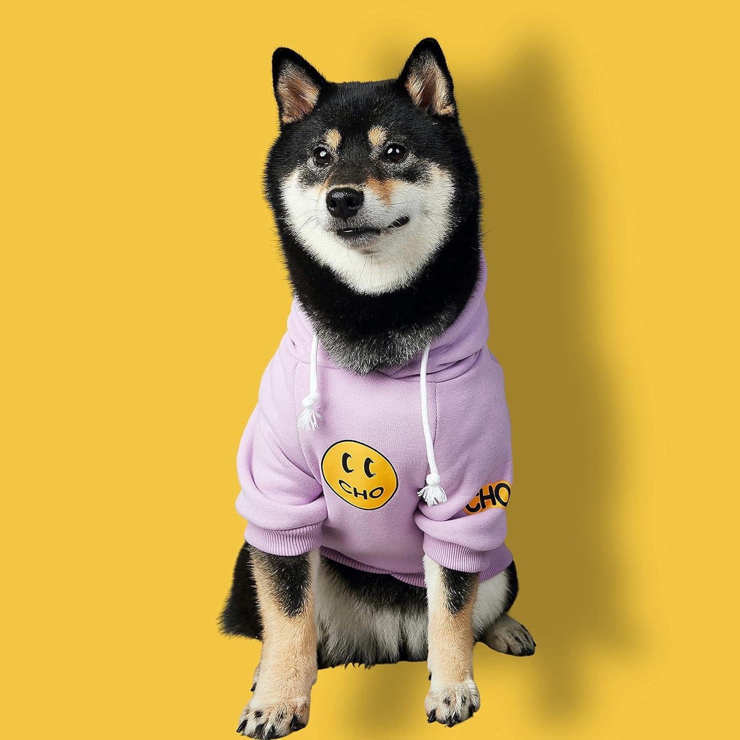 Smiley Dog Hoodie Stylish Dog Clothes Smiley Face Sweater Cotton Sweatshirt Fashion Outfit for Dogs Cats Puppy Small Medium Large (M, Purple)