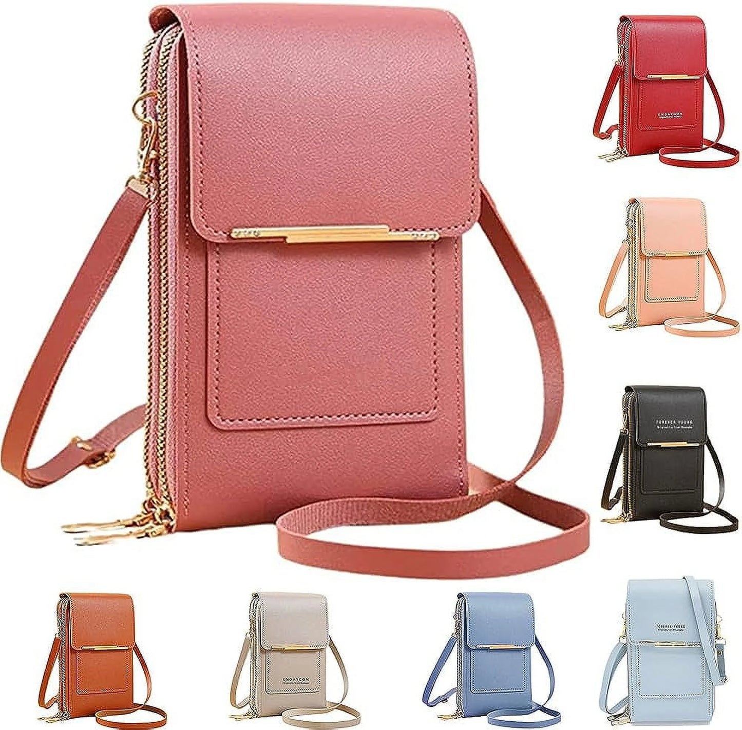 Anti-Theft Leather Bag, Small Crossbody Cell Phone Purse Wallet, Rfid Block Phone Purse Crossbody with Shoulder Strap