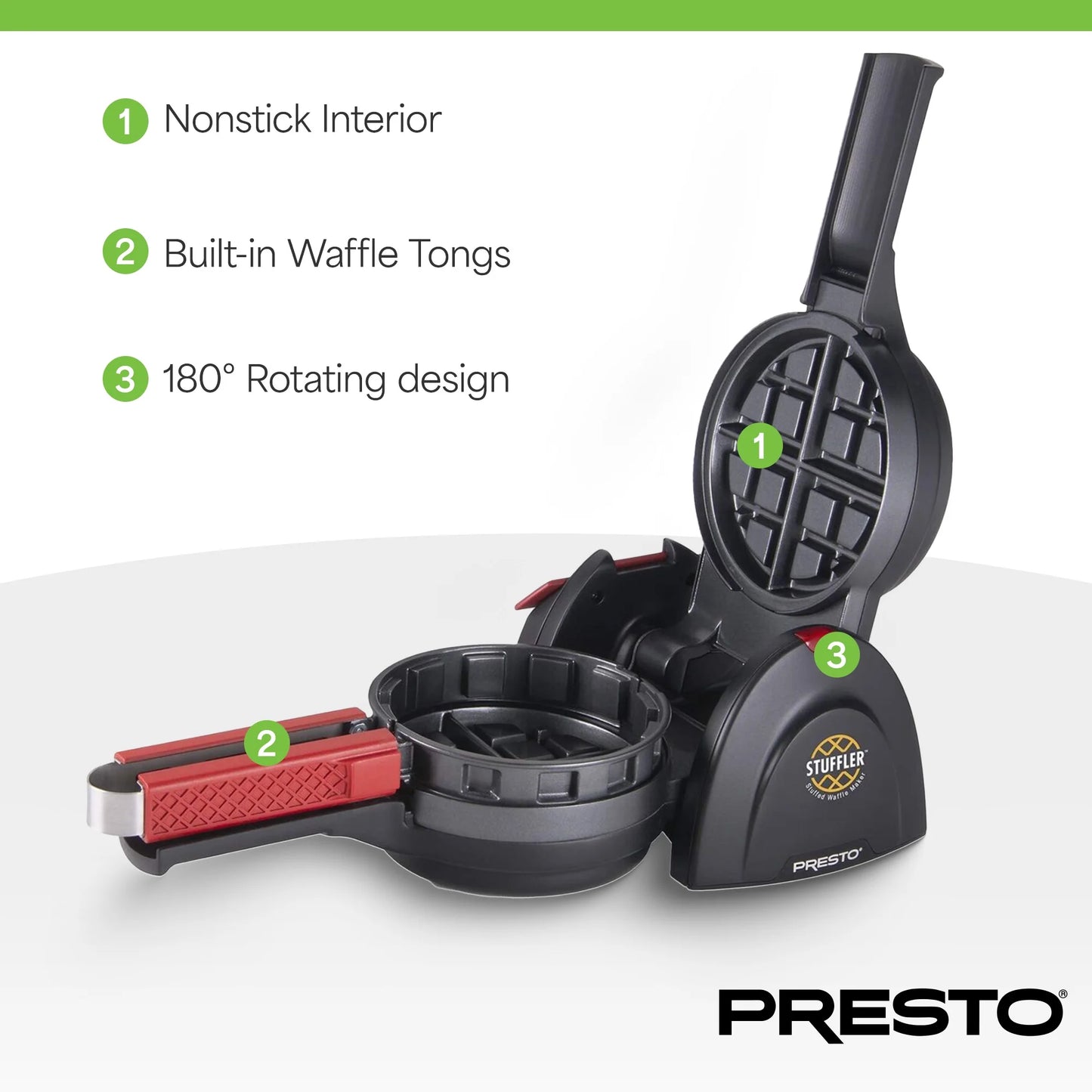 Stuffler Electric Stuffed Waffle Maker – Make Sweet or Savory Stuffed Waffles at Home (Model 03512)
