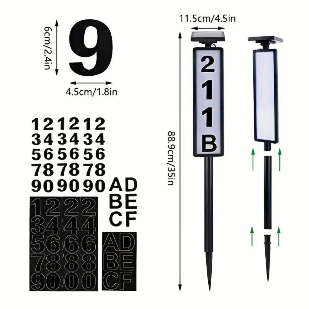 1Pc Lighting House Number Light, Solar Address Sign Light with Stake,Solar Powered LED Lighting Address Sign for Houses and Home