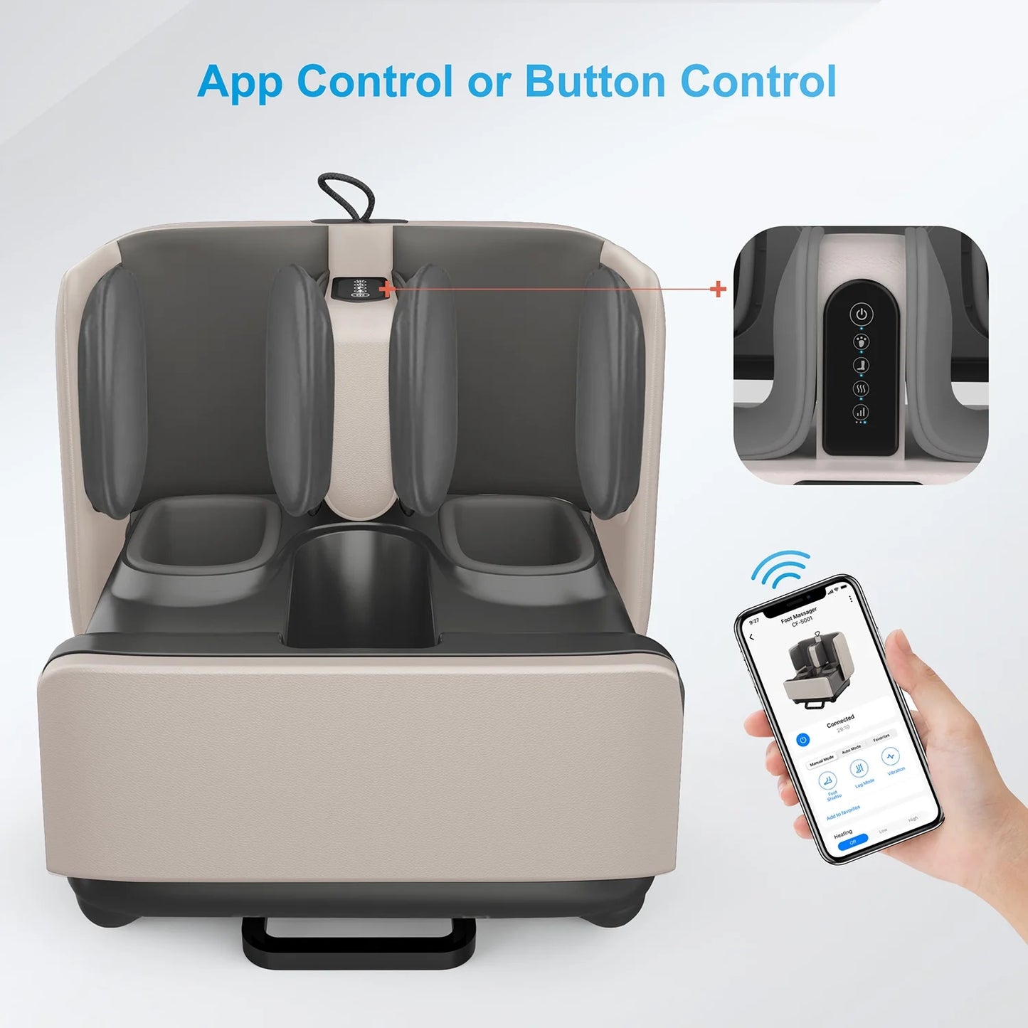 2-in-1 Shiatsu Foot & Calf Massager with Heat – Convertible Ottoman with App Control
