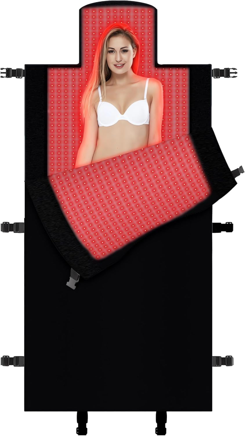 2025 New Dual Wavelength LED Beads 660Nm&850Nm Red Light Therapy Mat Full Body Used to Relieve Pain 71''X 33''(Black)