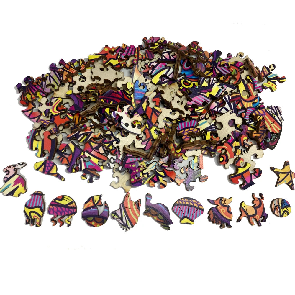 Wooden Animal Puzzle Unique and Mysterious Circular Bird Puzzle for Adults or Children Holiday Gift Interactive Game Wooden Toys