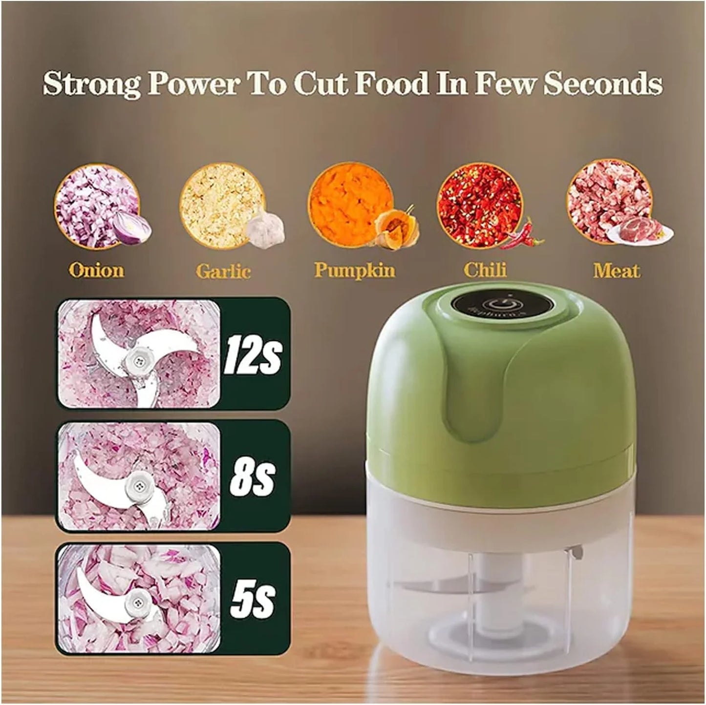 Electric Garlic Chopper, 250ML Mini Vegetable Chopper with USB Rechargeable, 304 Stainless Steel Blade, Portable Electric Mini Food Chopper for Garlic, Ginger, Onion, Chili, Vegetable