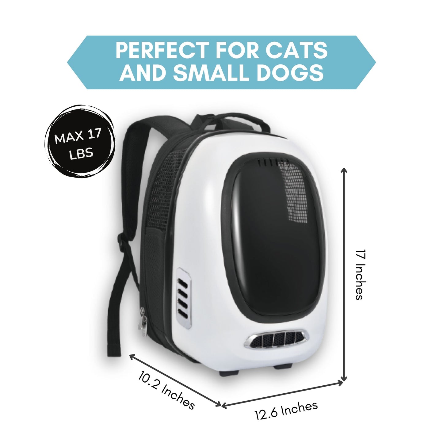 Trekpod Smart Pet Carrier Backpack for Cats, Small Dogs and Puppies Upto17 Lbs, Intelligent Temperature Control, App- Enabled with 5V USB Portable Outlet, Hiking & Outdoor Use (White)