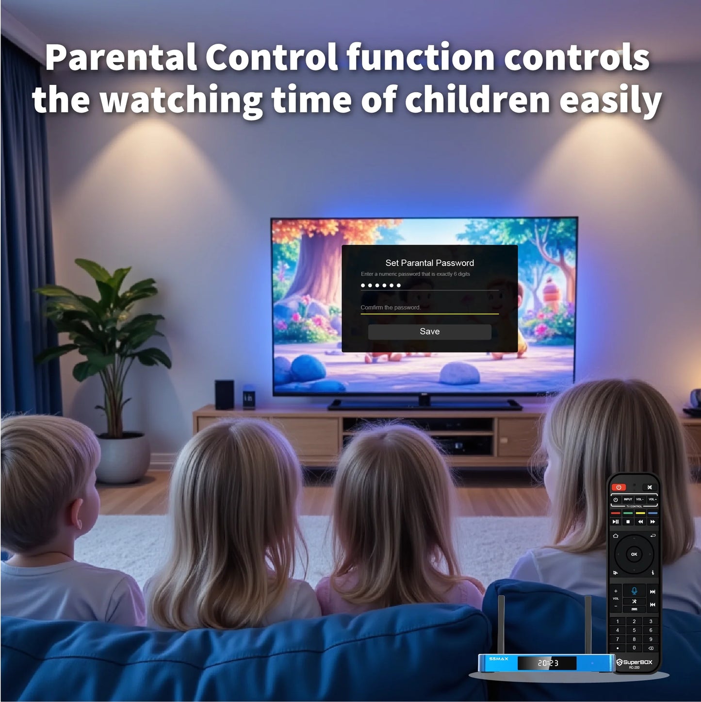Super Box S6 Max 2025 Fully Loaded, 4GB RAM+64GB ROM, Superbox S6 Max Smart TV Box with Voice Remote, 2T2R Dual Band Wifi, Easy Setup Guide & Phone Support by Authorised Seller
