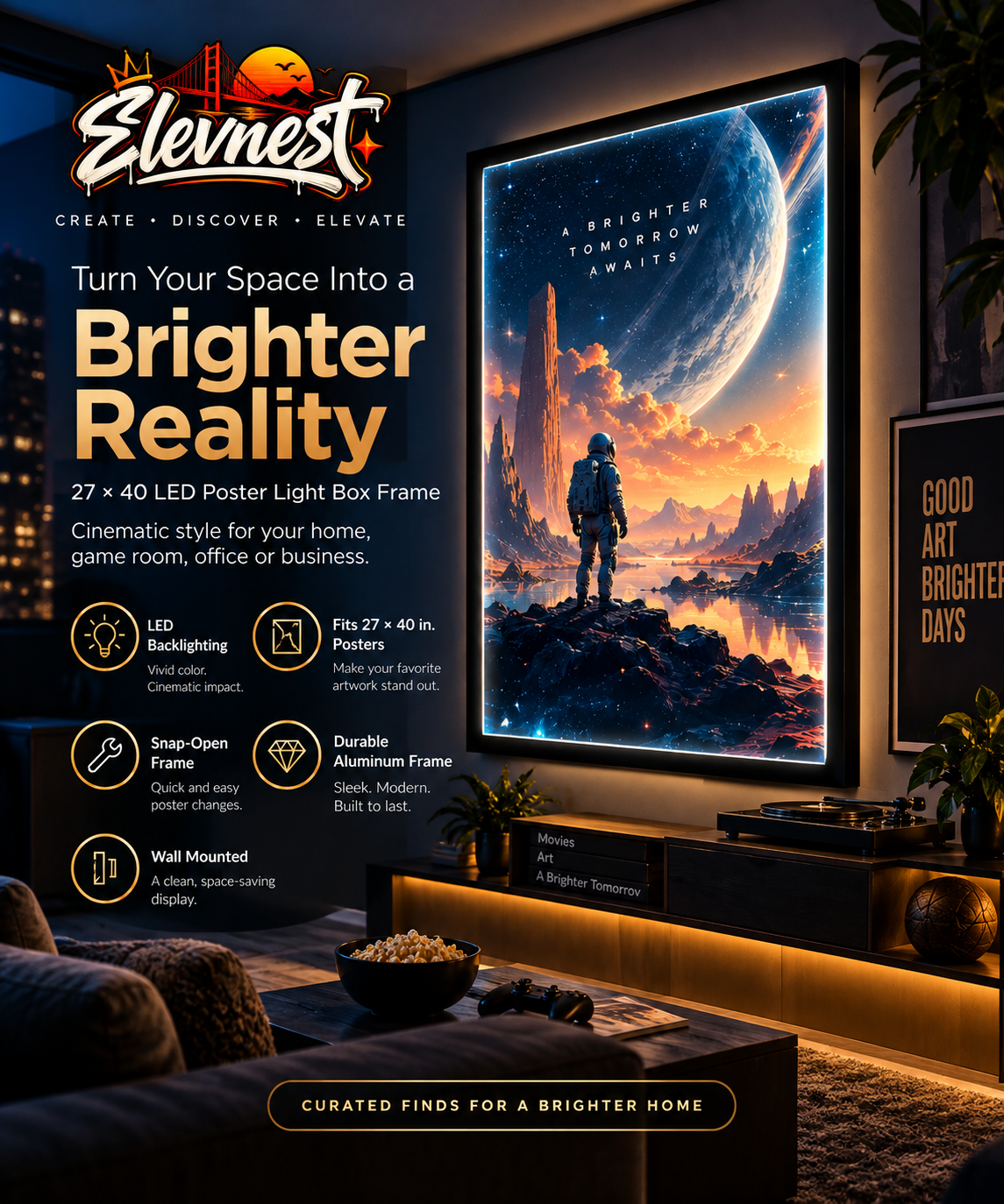 LED Light Box Frame | 27X40 Cinema Light Box for Posters & Wall Art | Lighted Digital Signage Display & Advertising Sign