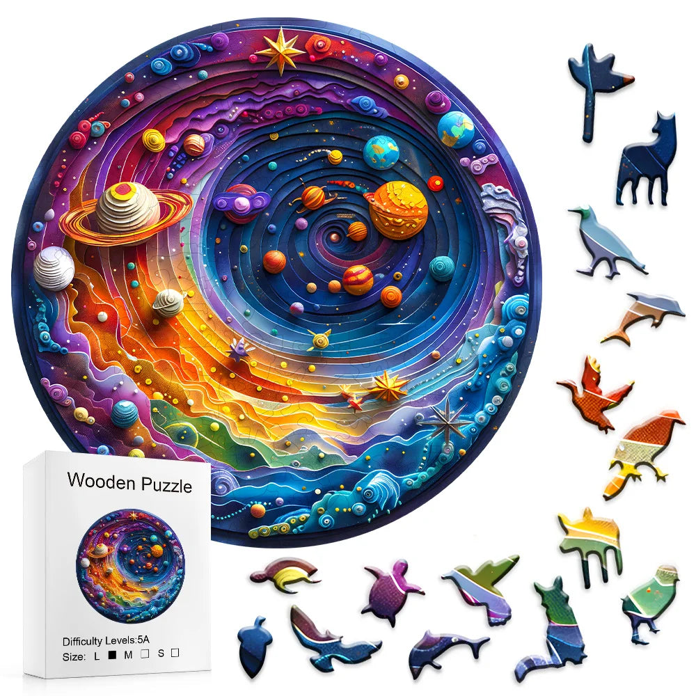 Adult Wooden Puzzle, Space Planet, Irregular Shaped Puzzle, Family Game Toys, the Best Gift for Children