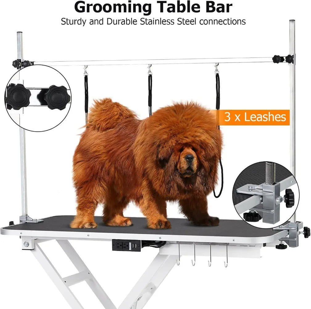 50Inch Electric Pet Grooming Table, (9"- 40") Height Adjustable X-Type Electric Lift Dog Grooming Table for Large Dogs