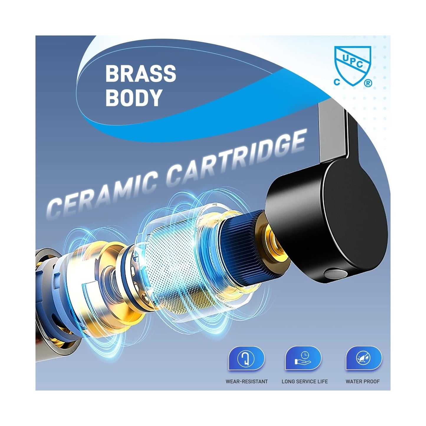 Rotatable Bathroom Faucet with Temperature Display in Celsius(Batter