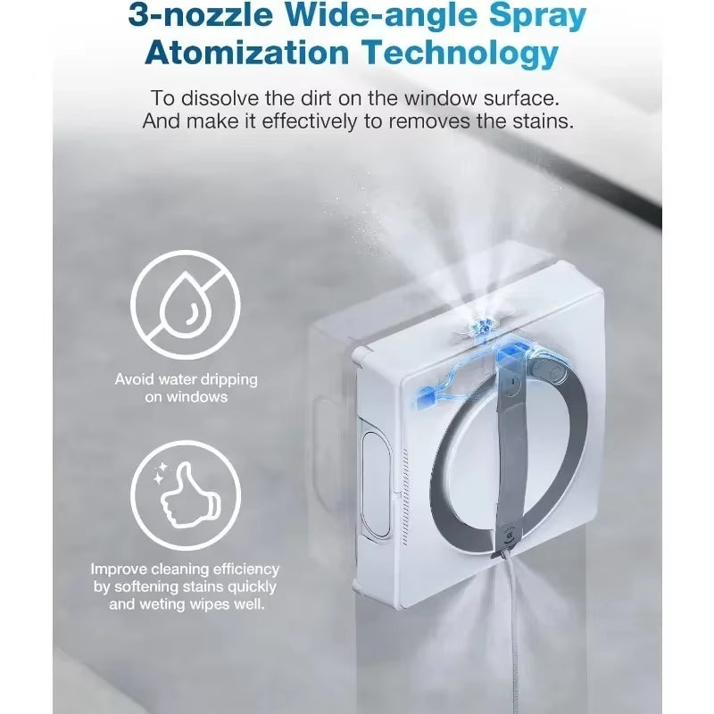 Portable Window Cleaning Robot with Three-Nozzle Wide-Angle Spray Technology for Smart Cleaning
