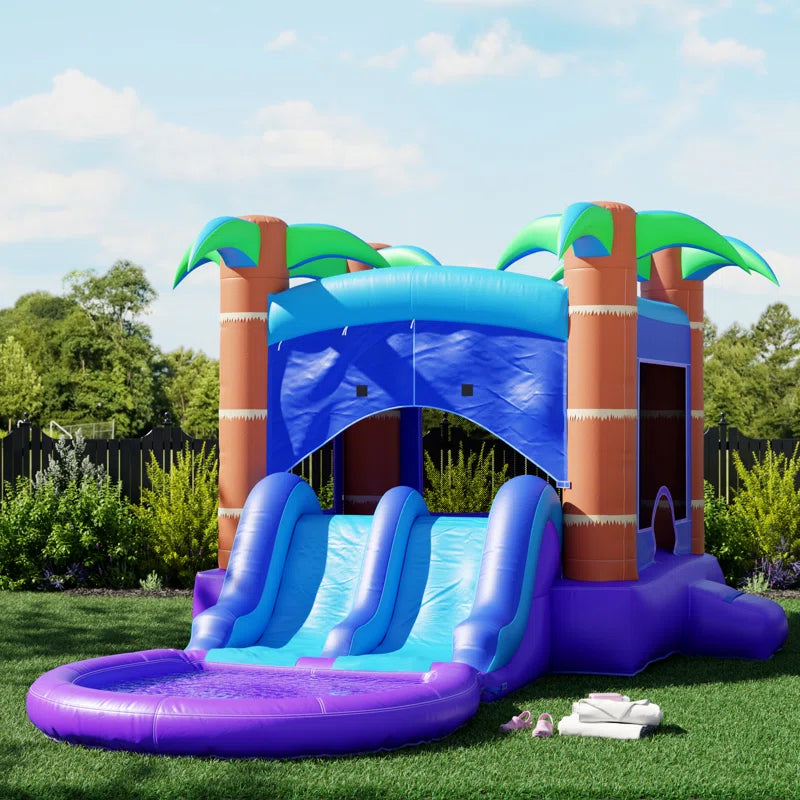 Enchanted Forest Commercial Grade Bounce House Water Slide (With Blower and Pool)