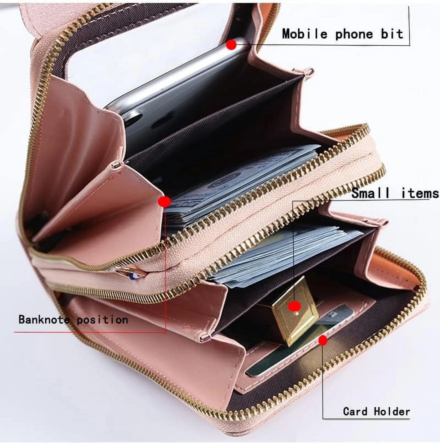 Anti-Theft Leather Bag, Small Crossbody Cell Phone Purse Wallet, Rfid Block Phone Purse Crossbody with Shoulder Strap