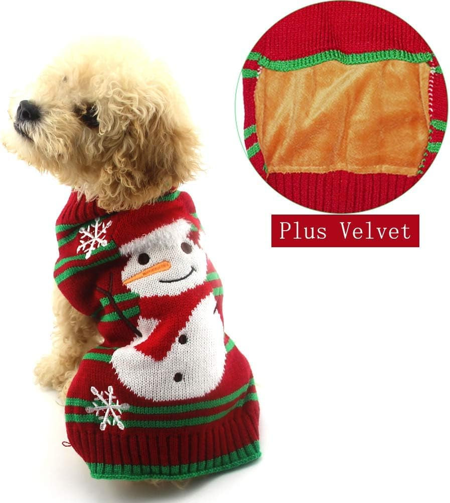 Dog Snow Sweaters Thick Snowman Sweaters Xmas Dog Holiday Sweaters New Year Christmas Sweater Pet Clothes for Small Dog and Cat(Thick Snowman, XL)