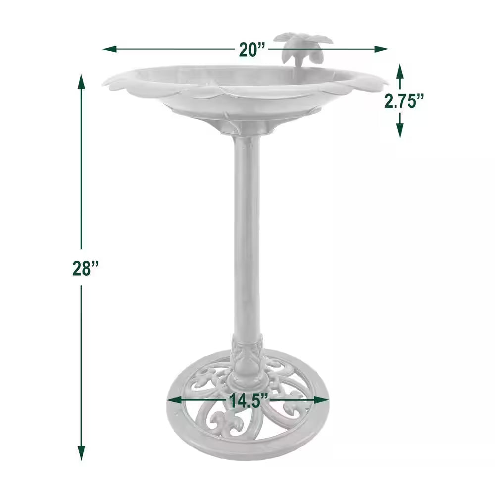 19-1/2 In. X 19-1/2 In. X 27 In. Polypropylene Verdigris Birdbath