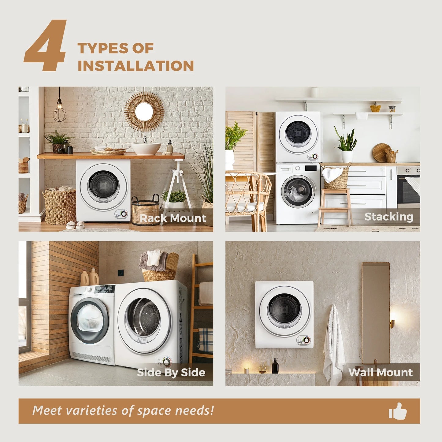 1.5 Cu.Ft Portable Clothes Dryer 850W Front Load with 200 Minute Timer for Apartment Home DOE Certified, White