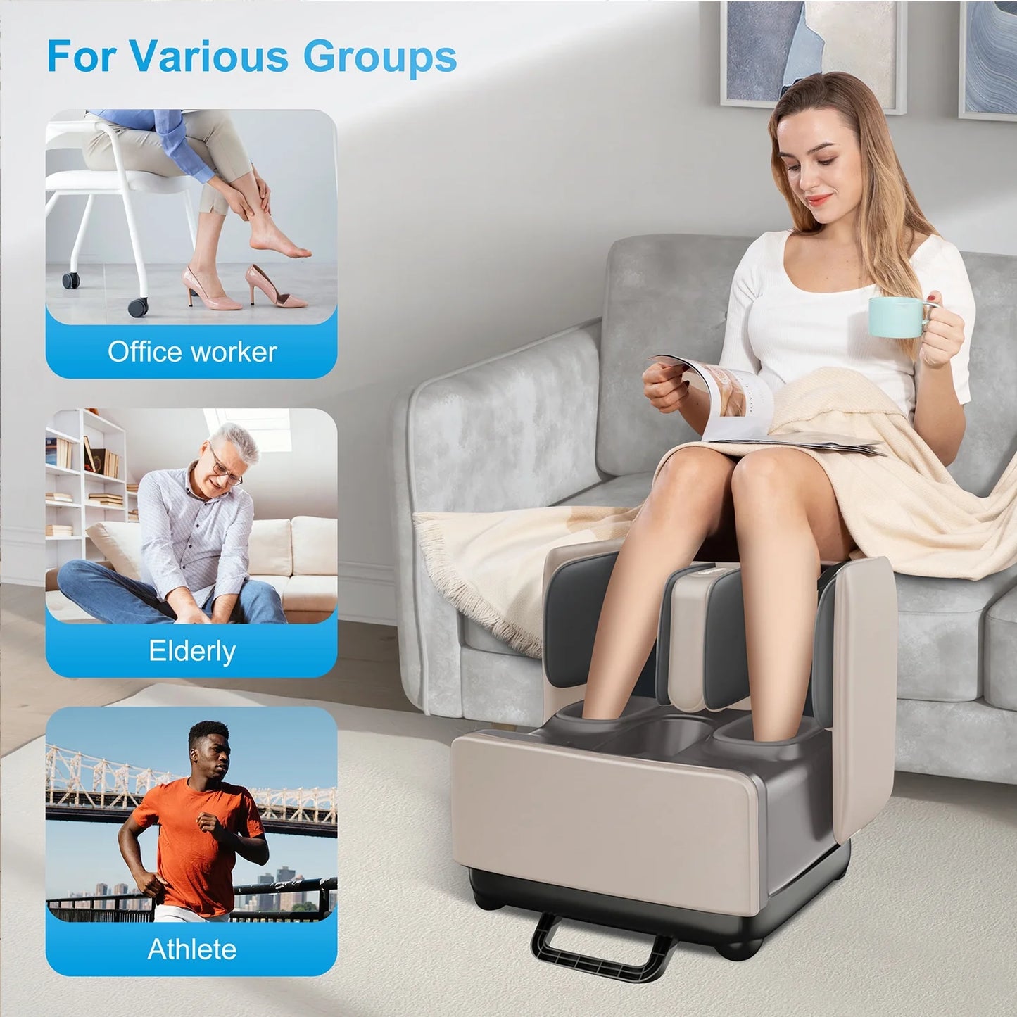 2-in-1 Shiatsu Foot & Calf Massager with Heat – Convertible Ottoman with App Control