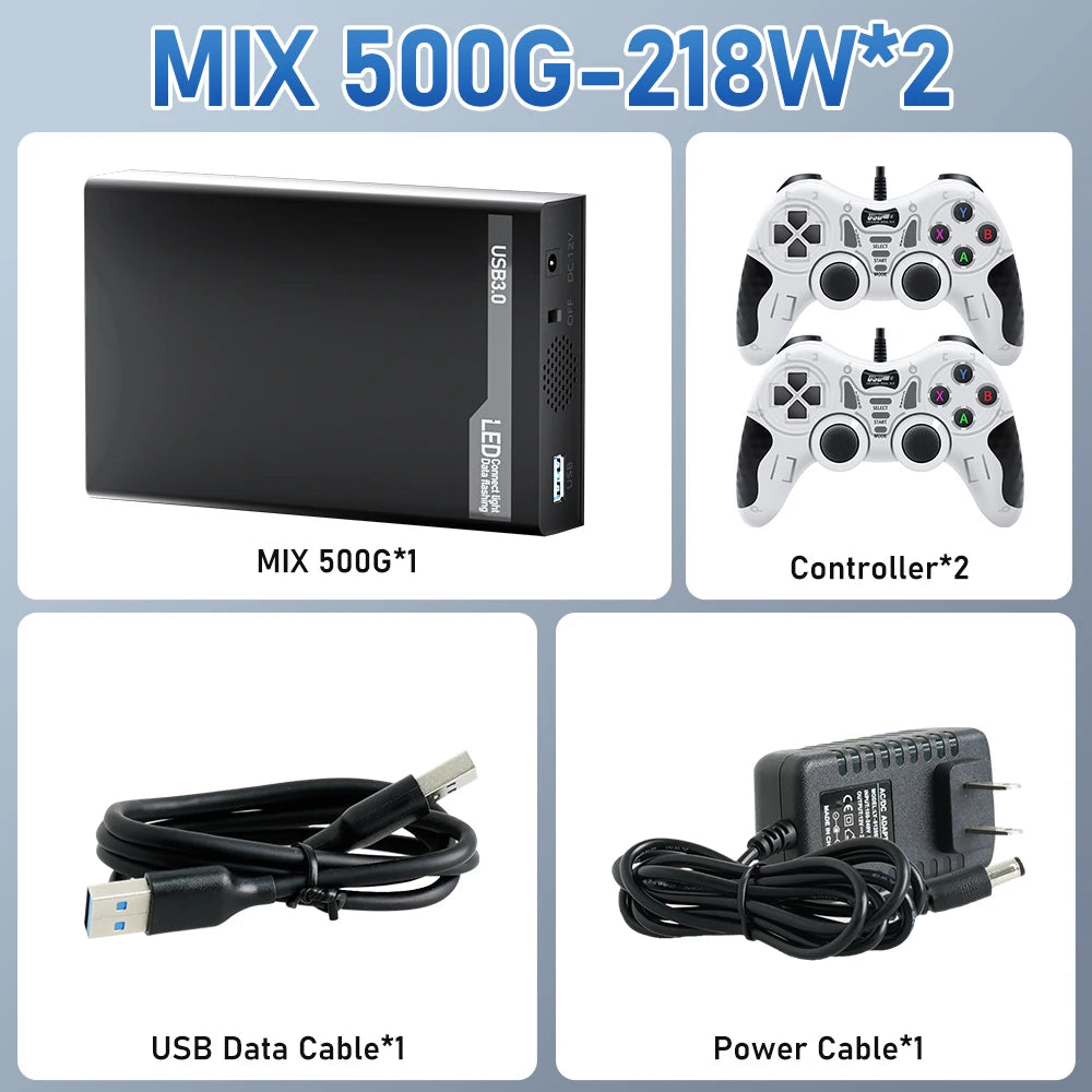 500G Game HDD Launchbox&Retrobat&Playnite System Game Console with 38200+Retro/Pc Games for Ps3/Ps2/Switch/Mame/Saturn/Xbox/Wii