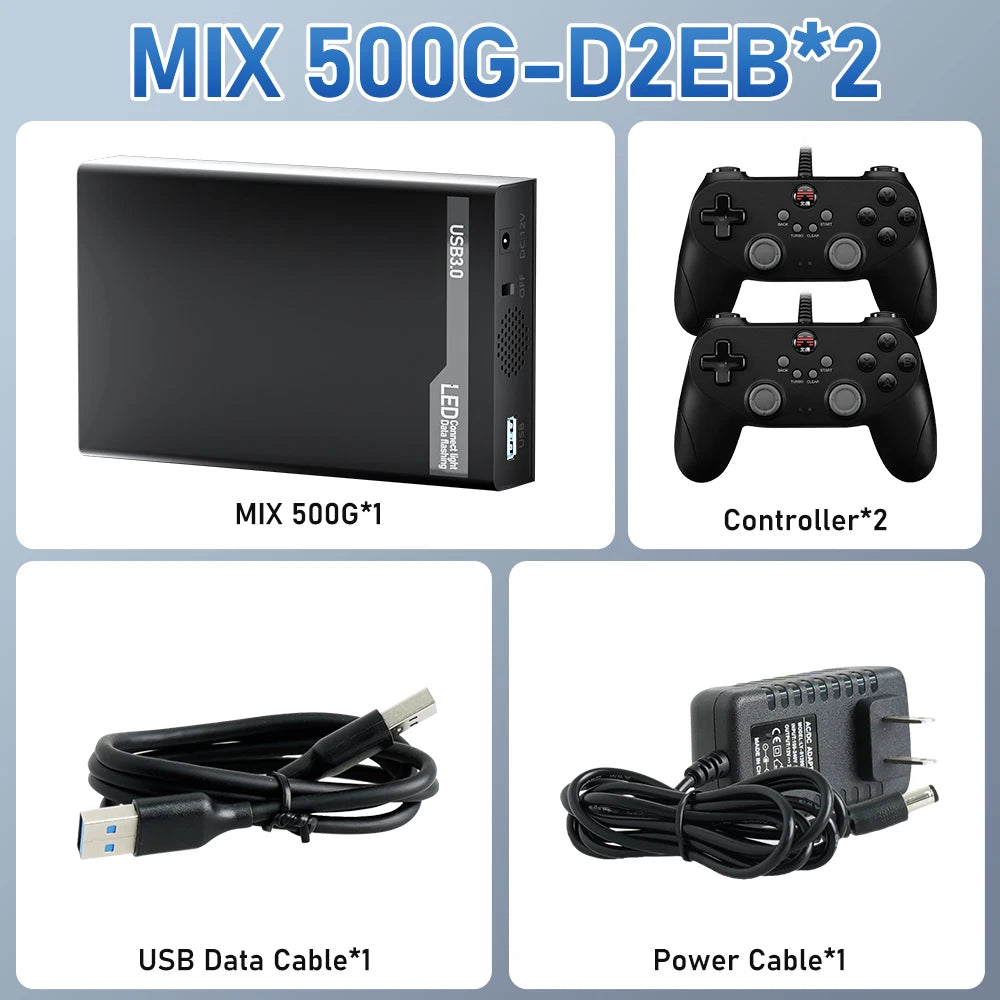 500G Game HDD Launchbox&Retrobat&Playnite System Game Console with 38200+Retro/Pc Games for Ps3/Ps2/Switch/Mame/Saturn/Xbox/Wii