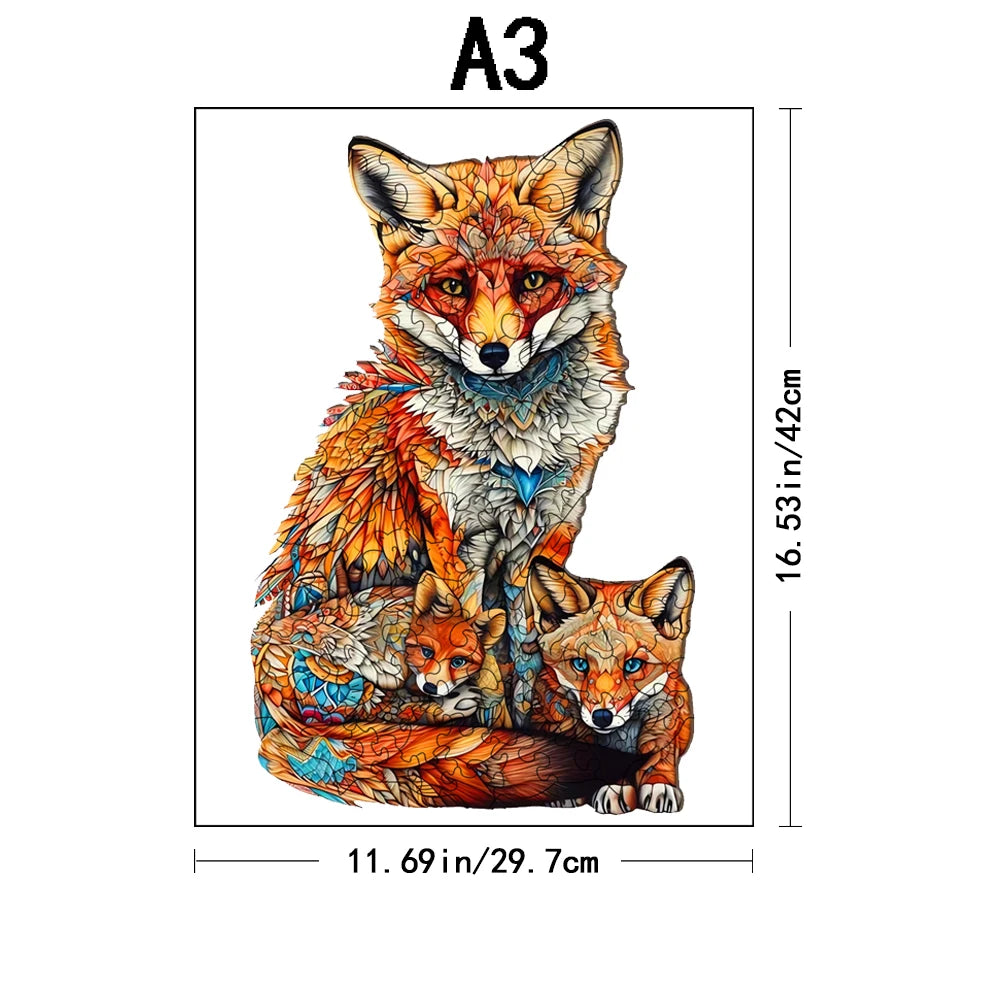 Warm Fox Family Wooden Puzzle Creative Variety of Special Shapes Creative Gifts for Boys and Girls Birthday Gifts for Adults