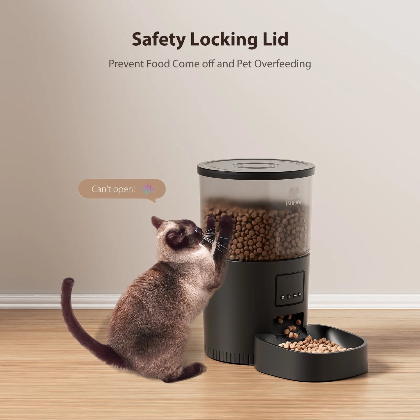 Wifi Automatic Cat Feeders 3L Food Dispenser Timer Smart Pet Feeder with over 180-Day Battery Life