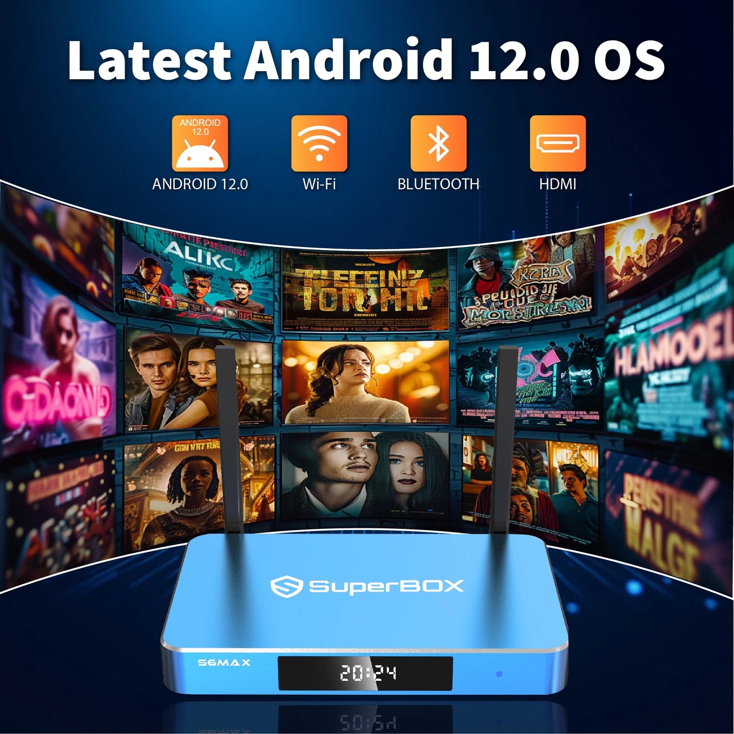 Super Box S6 Max 2025 Fully Loaded, 4GB RAM+64GB ROM, Superbox S6 Max Smart TV Box with Voice Remote, 2T2R Dual Band Wifi, Easy Setup Guide & Phone Support by Authorised Seller