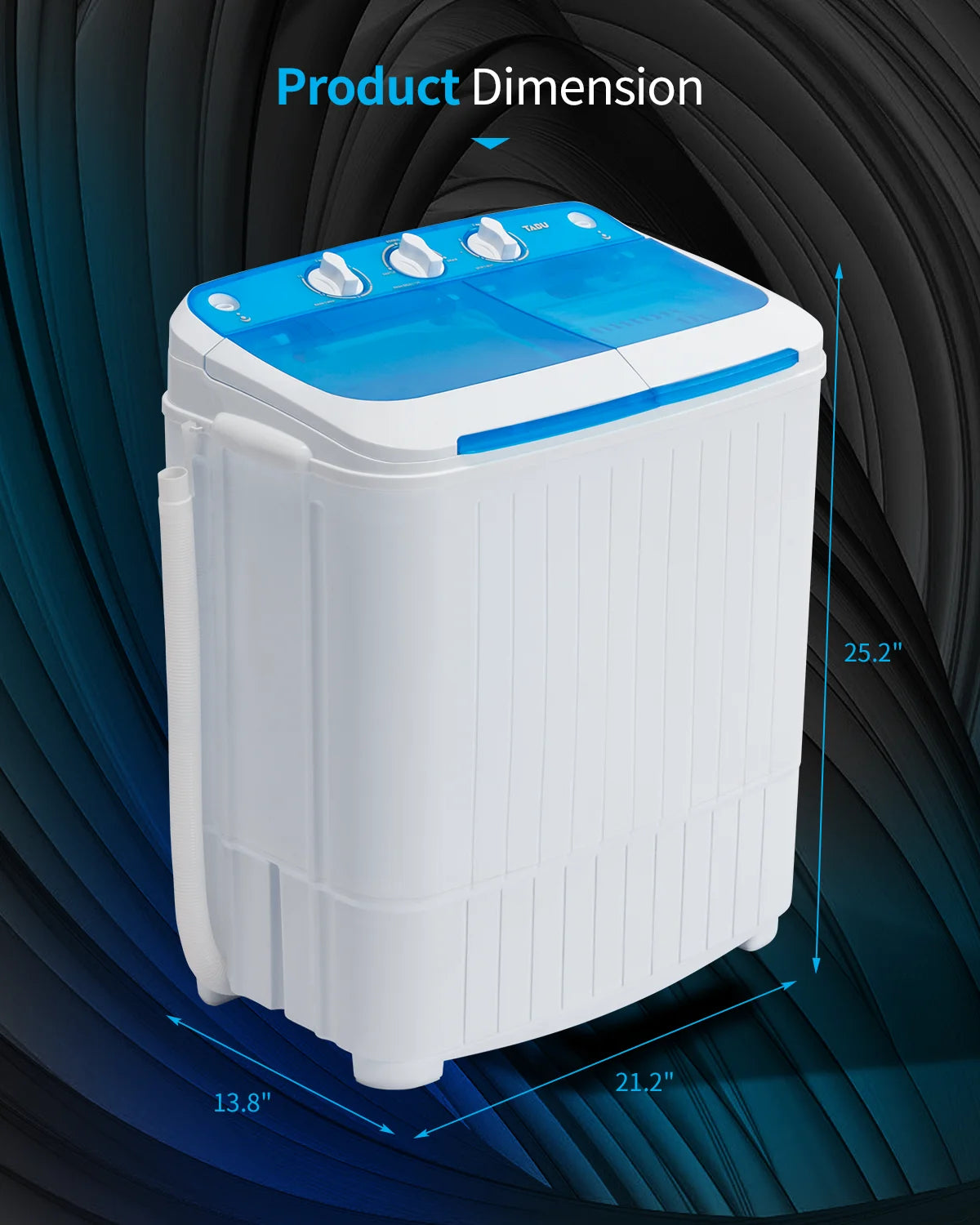 16.5Lbs Portable Washing Machine, Electric Twin Tub Wash&Spin Combo,Semi-Automatic Washer,White&Blue