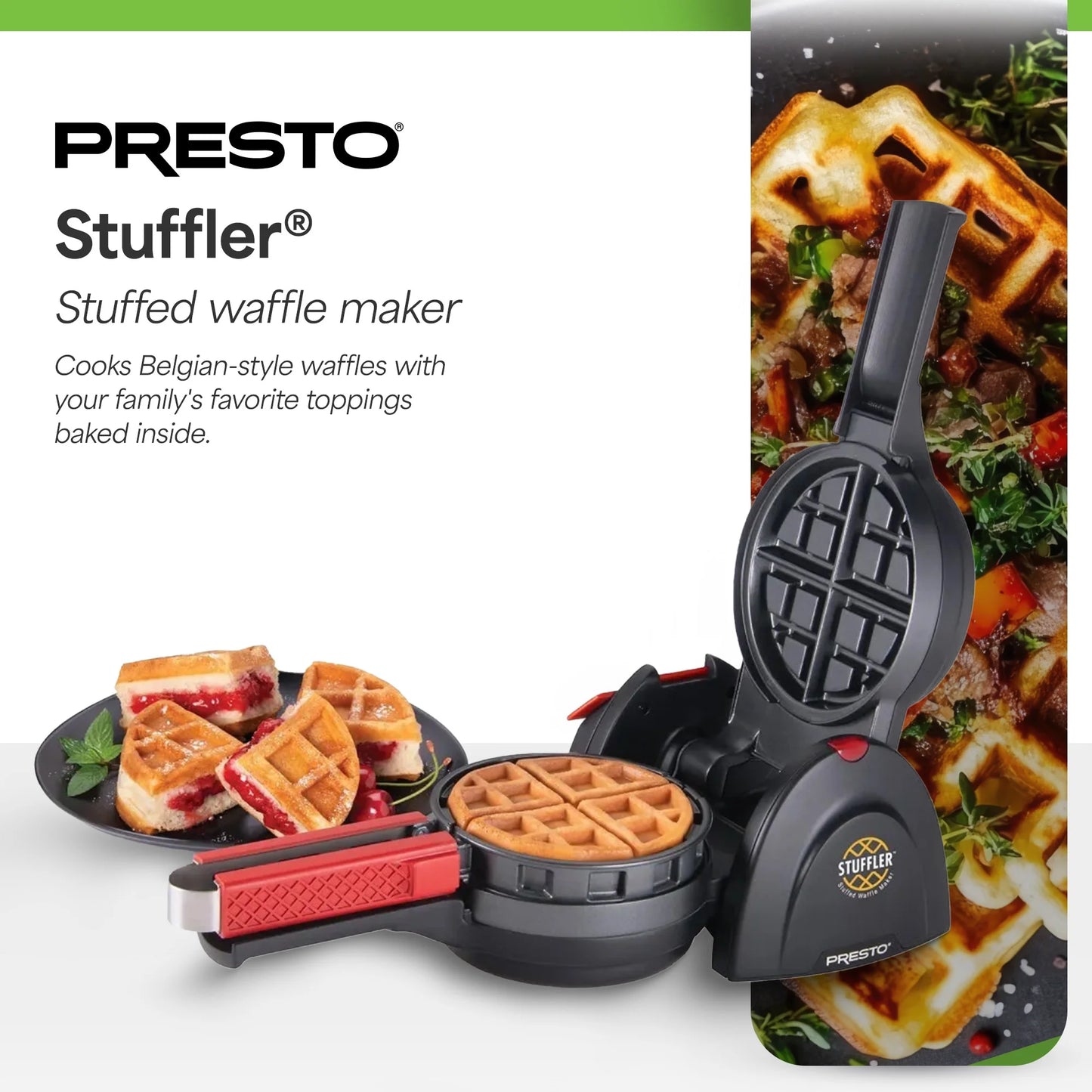 Stuffler Electric Stuffed Waffle Maker – Make Sweet or Savory Stuffed Waffles at Home (Model 03512)