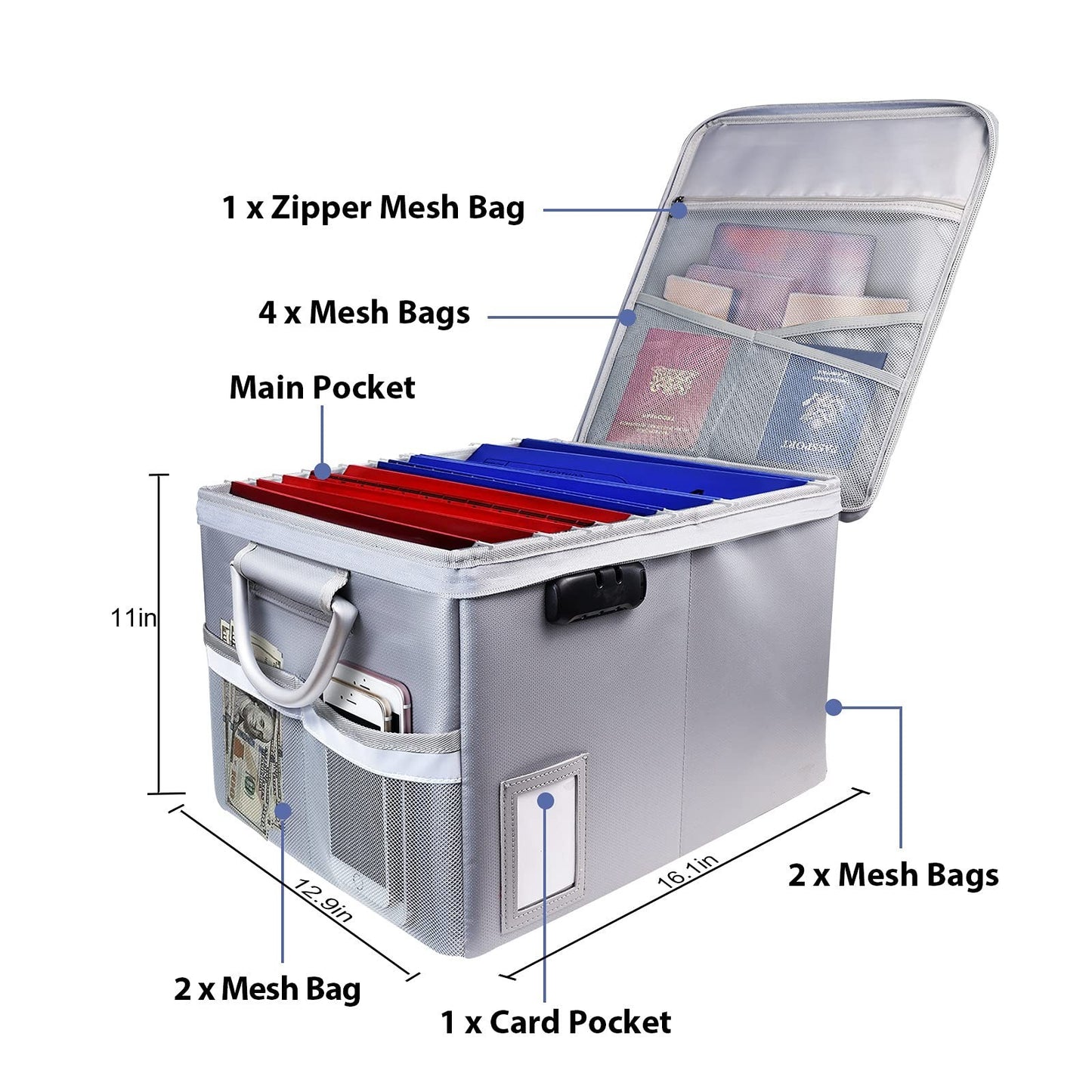 Fireproof File Cabinet with Lock – Collapsible Fireproof Document Organizer for Home & Office