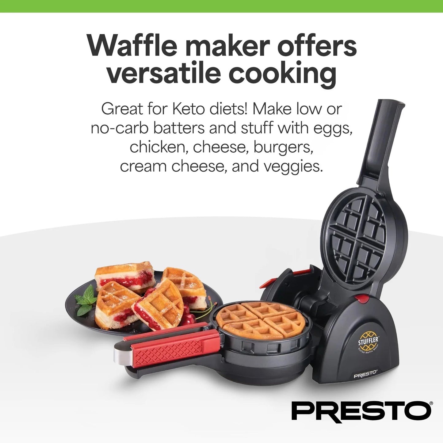 Stuffler Electric Stuffed Waffle Maker – Make Sweet or Savory Stuffed Waffles at Home (Model 03512)