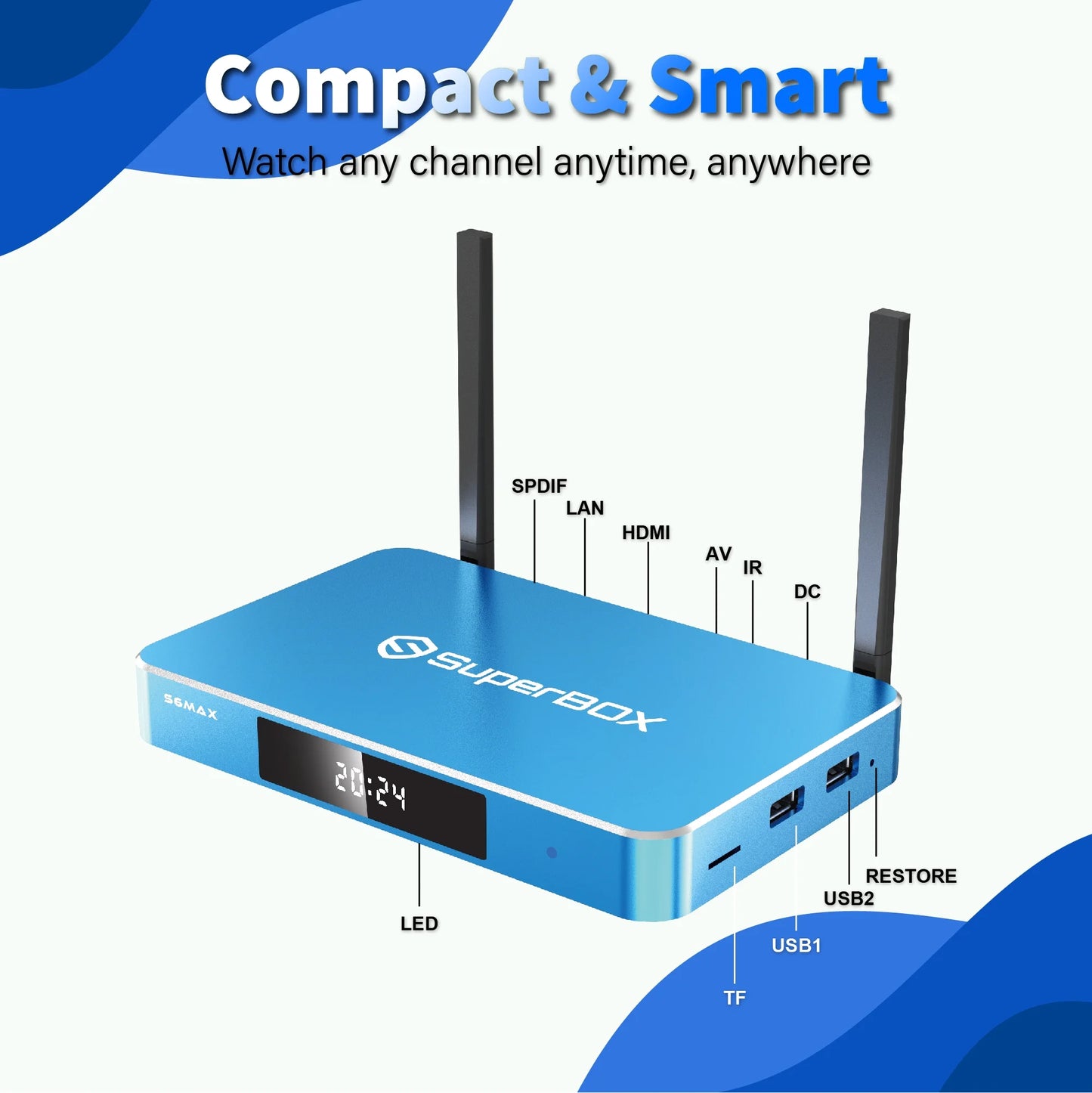Super Box S6 Max 2025 Fully Loaded, 4GB RAM+64GB ROM, Superbox S6 Max Smart TV Box with Voice Remote, 2T2R Dual Band Wifi, Easy Setup Guide & Phone Support by Authorised Seller