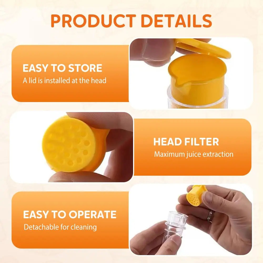 Screw-Top Manual Lemon Juicer with Built-In Filter & Spout – Easy Citrus Squeezer for Lemons, Oranges, Cocktails & Drinks