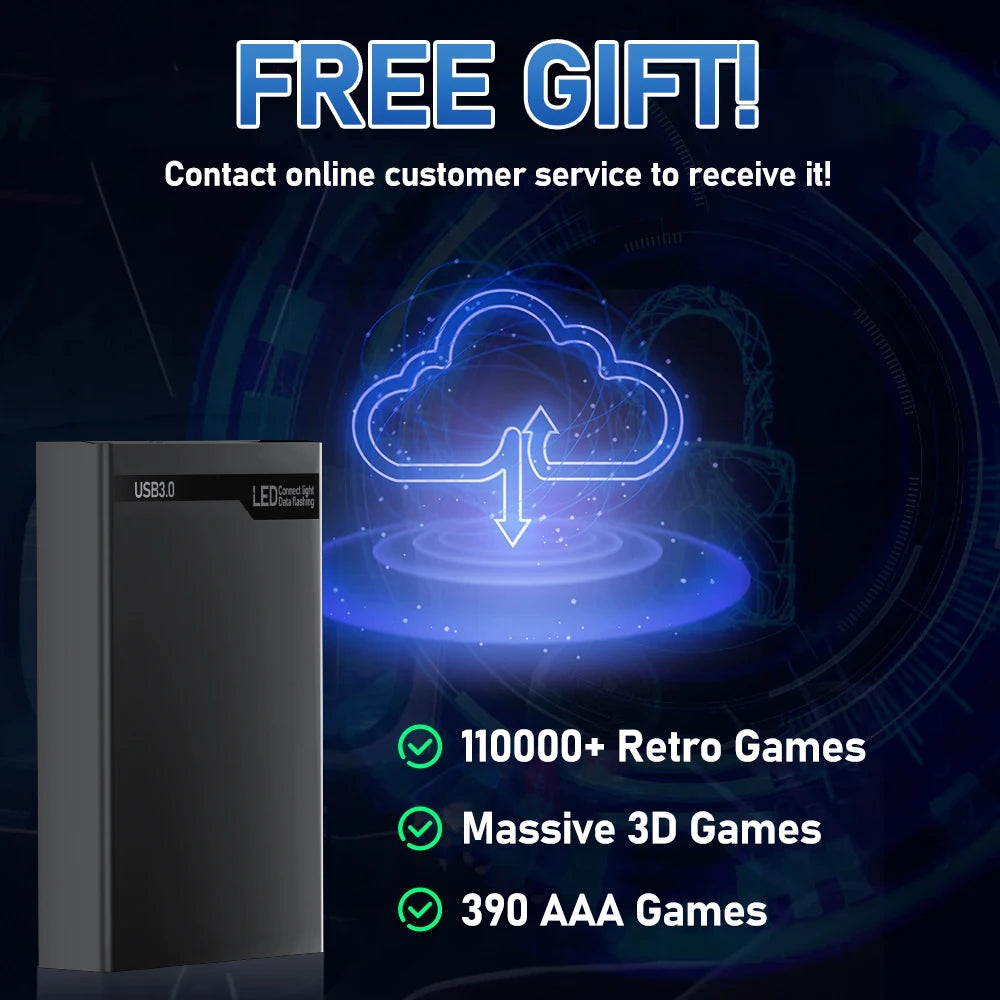 500G Game HDD Launchbox&Retrobat&Playnite System Game Console with 38200+Retro/Pc Games for Ps3/Ps2/Switch/Mame/Saturn/Xbox/Wii