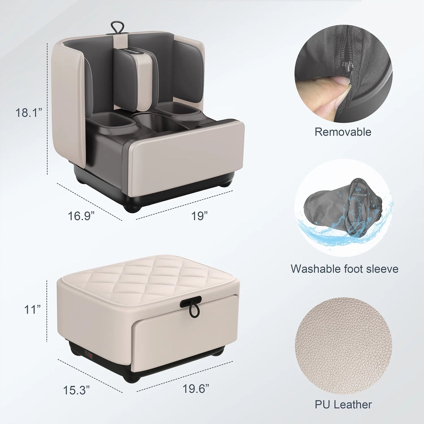 2-in-1 Shiatsu Foot & Calf Massager with Heat – Convertible Ottoman with App Control