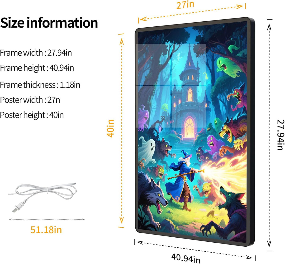 LED Light Box Frame | 27X40 Cinema Light Box for Posters & Wall Art | Lighted Digital Signage Display & Advertising Sign