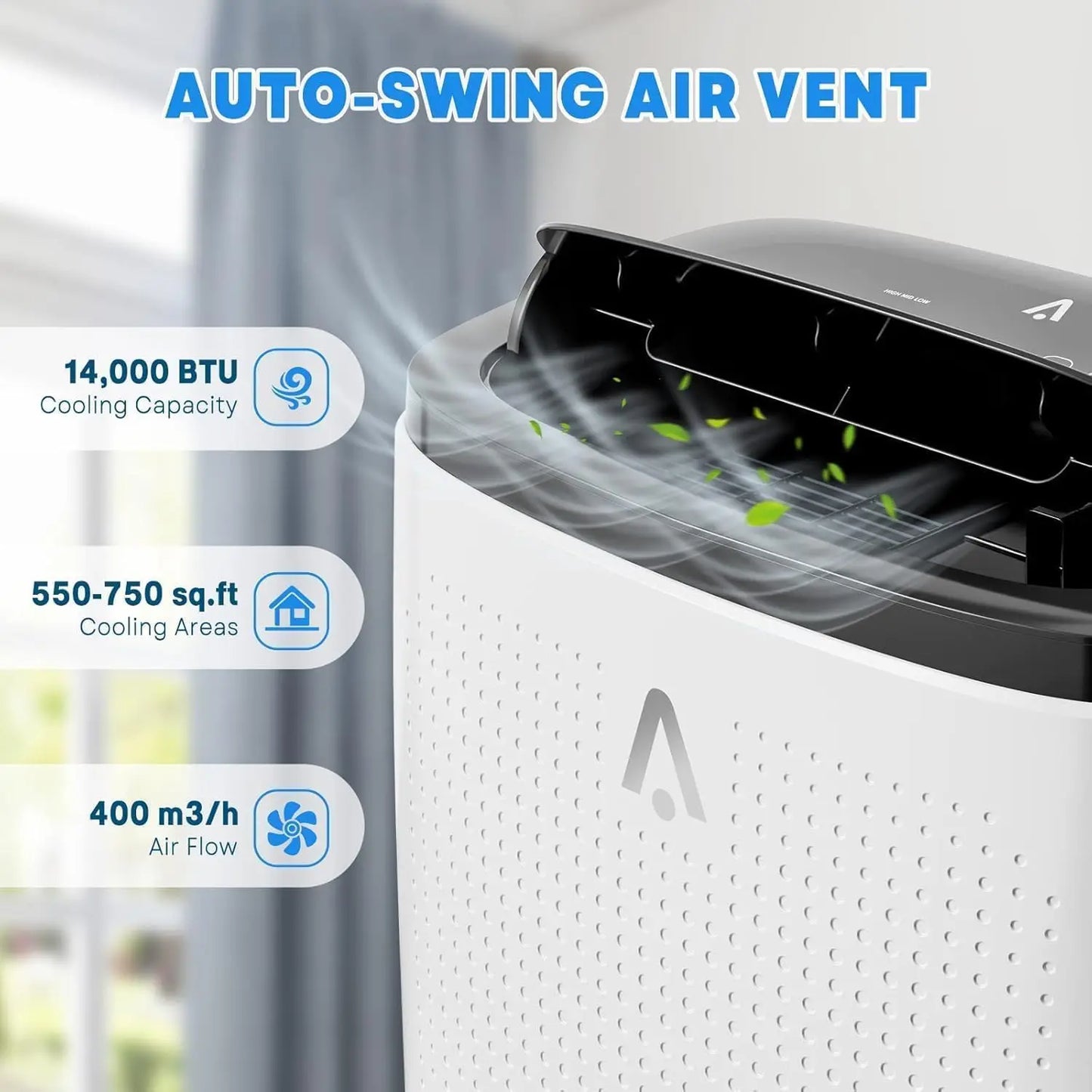 Portable Air Conditioner 14000 BTU Cool up to 750 Sq.Ft 3-In-1 AC Unit Dehumidifier Fan Remote Control 24Hrs Timer for Home