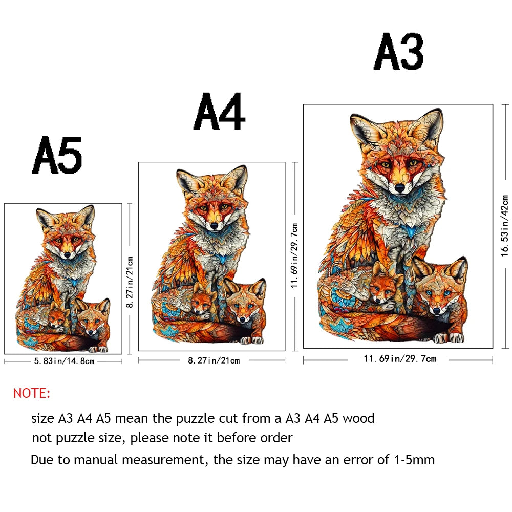 Warm Fox Family Wooden Puzzle Creative Variety of Special Shapes Creative Gifts for Boys and Girls Birthday Gifts for Adults