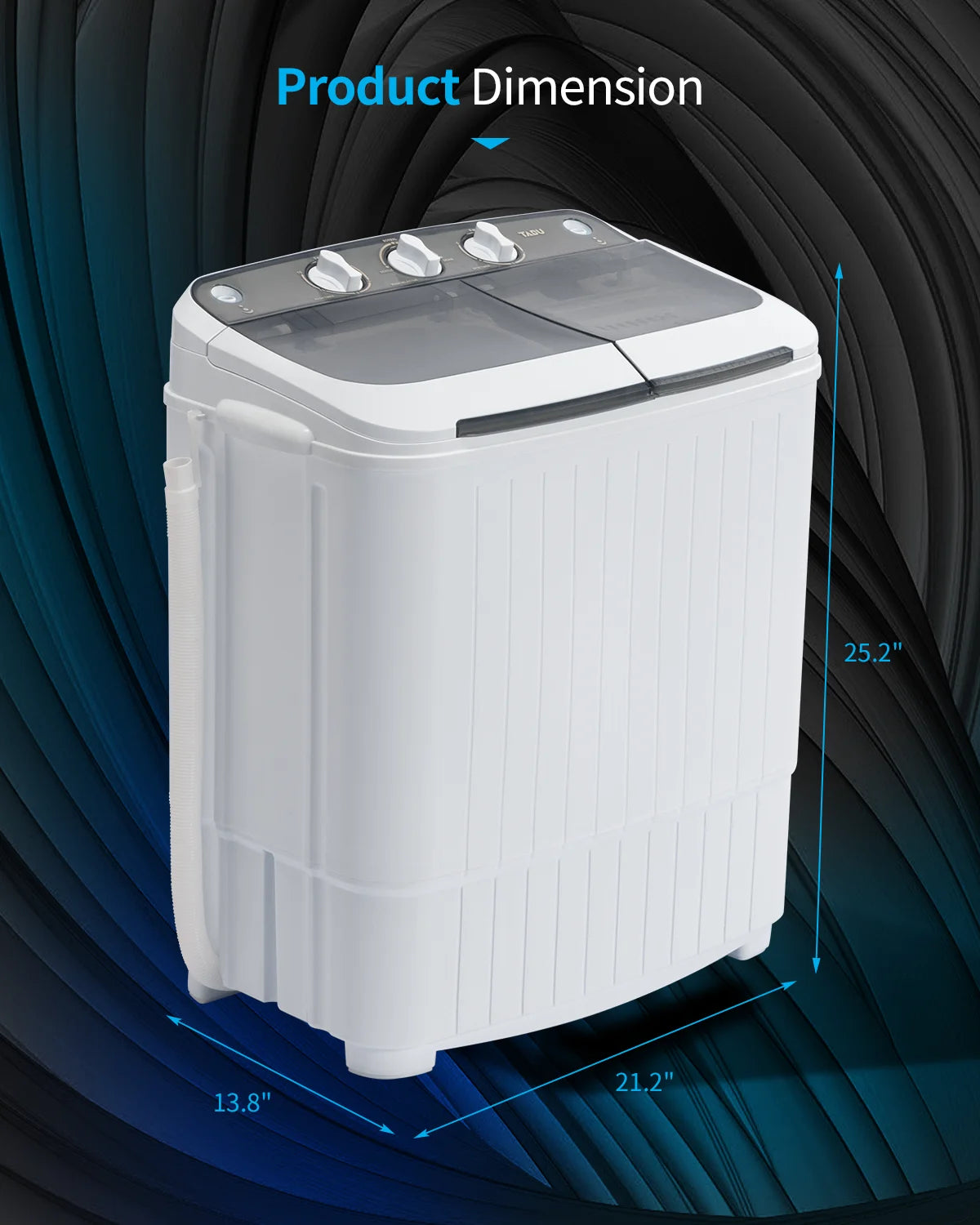 16.5Lbs Portable Twin Tub Washing Machine – Electric Semi-Automatic Washer & Spin Dryer Combo (Gray)