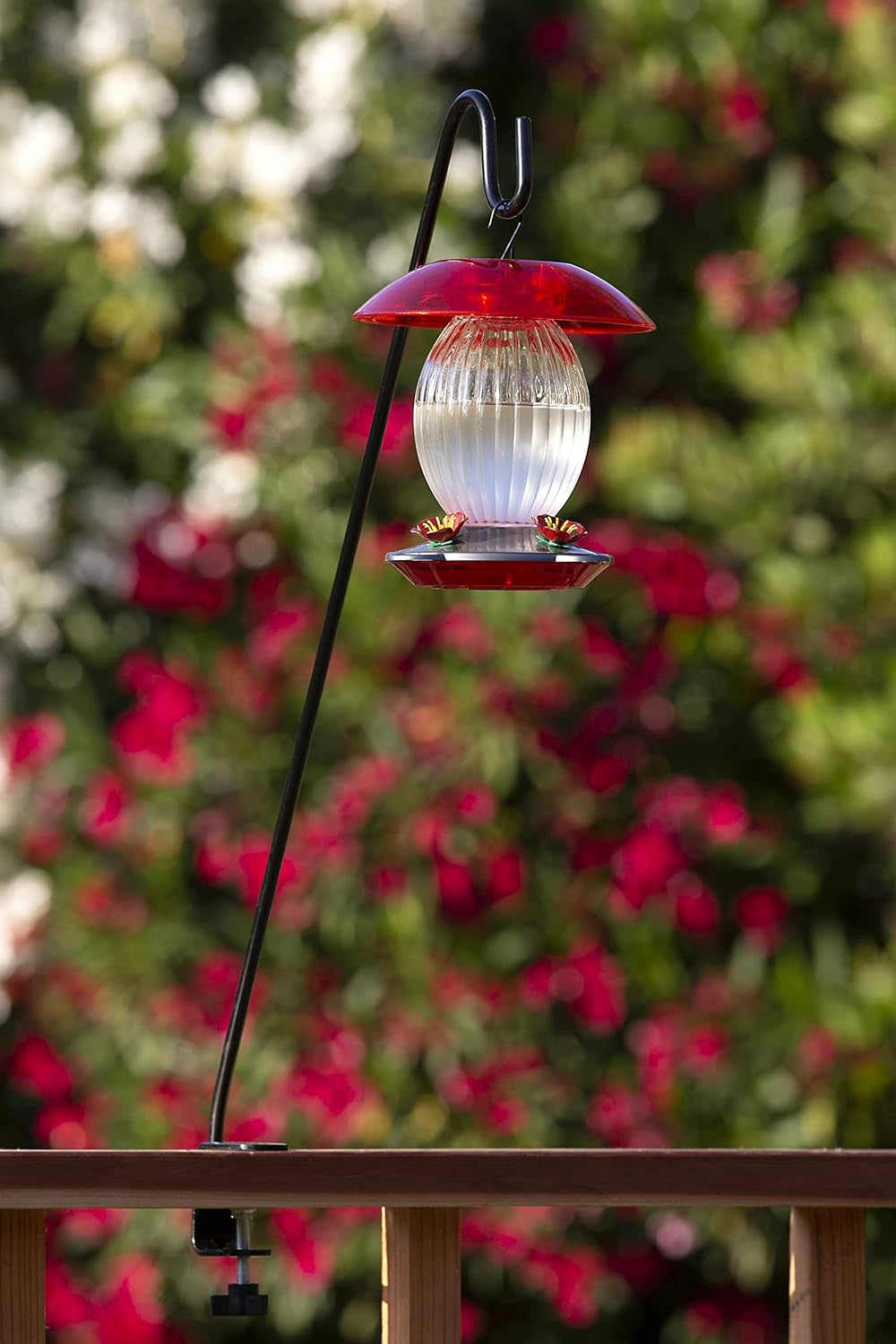 33-Inch Clamp-On Deck Hook, Steel, Bird Feeders, Plants, and Windchimes, Black
