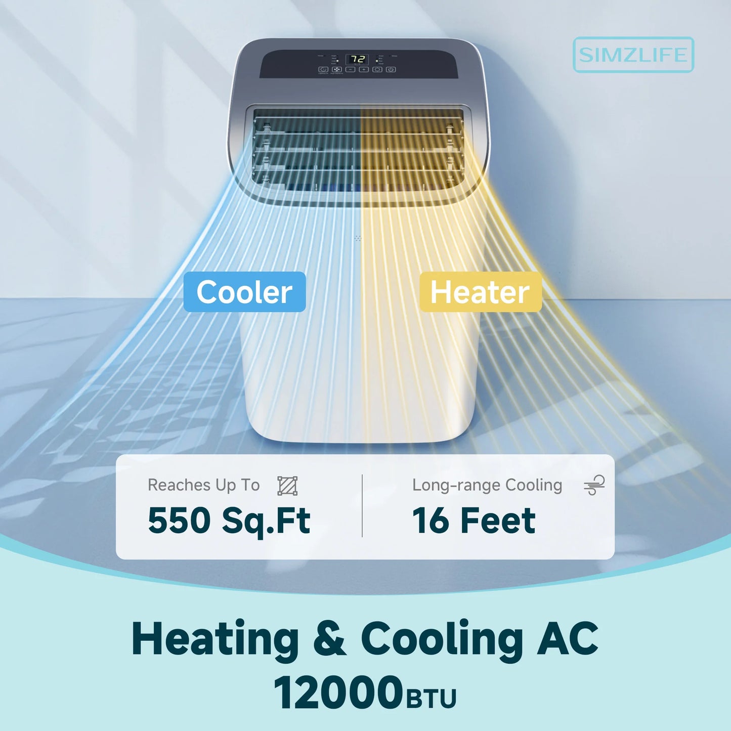 Portable Air Conditioner 8000/14000 BTU Quiet Multifunctional Floor AC Unit with Dehumidifier Cool DRY HEAT Fan Mode