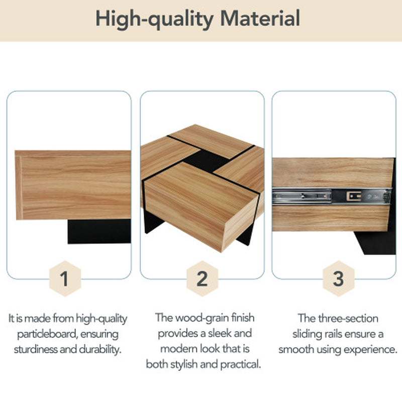 Unique Design Coffee Table with 4 Hidden Storage Compartments