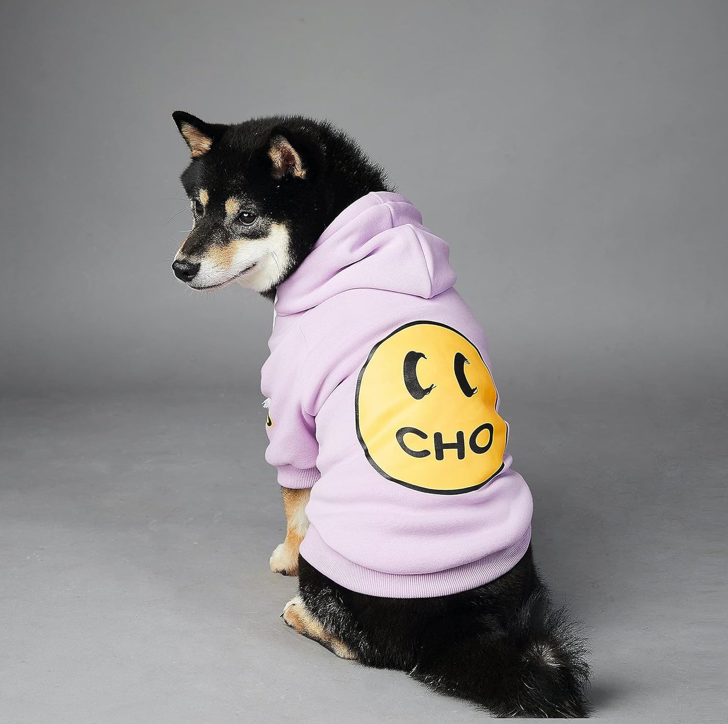 Smiley Dog Hoodie Stylish Dog Clothes Smiley Face Sweater Cotton Sweatshirt Fashion Outfit for Dogs Cats Puppy Small Medium Large (M, Purple)