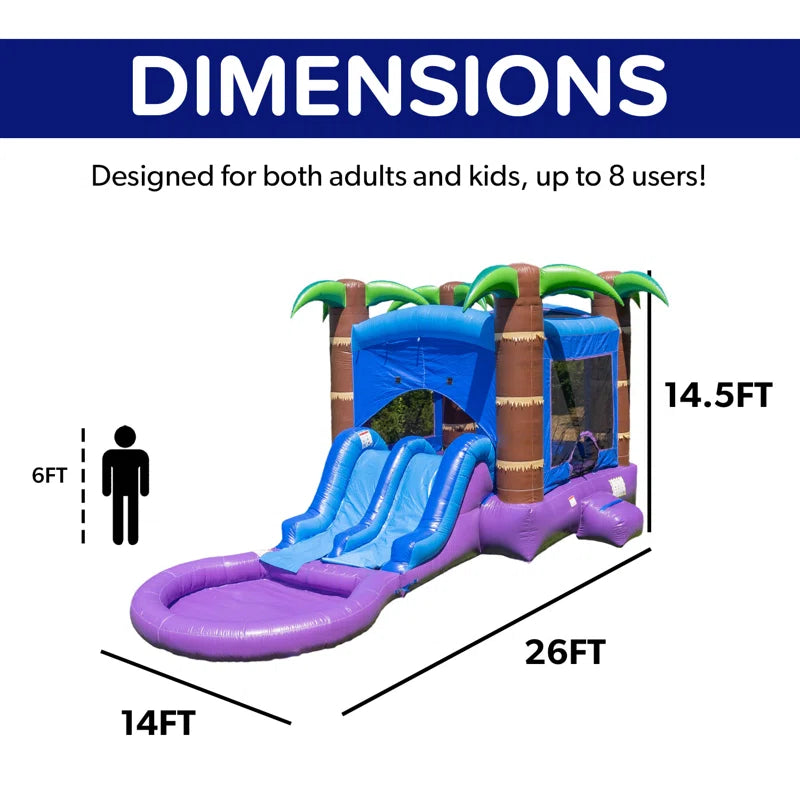 Enchanted Forest Commercial Grade Bounce House Water Slide (With Blower and Pool)