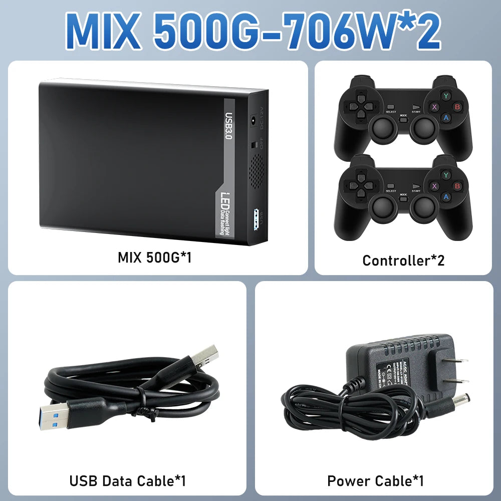 500G Game HDD Launchbox&Retrobat&Playnite System Game Console with 38200+Retro/Pc Games for Ps3/Ps2/Switch/Mame/Saturn/Xbox/Wii