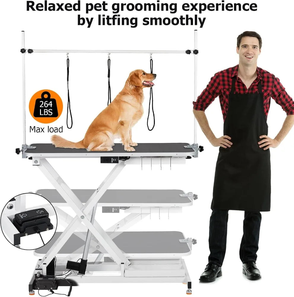 50Inch Electric Pet Grooming Table, (9"- 40") Height Adjustable X-Type Electric Lift Dog Grooming Table for Large Dogs