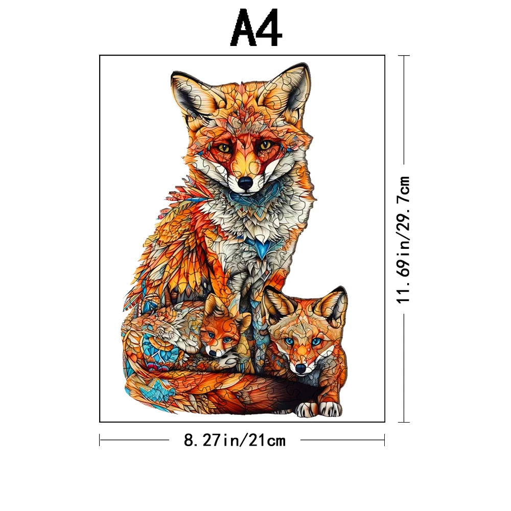 Warm Fox Family Wooden Puzzle Creative Variety of Special Shapes Creative Gifts for Boys and Girls Birthday Gifts for Adults