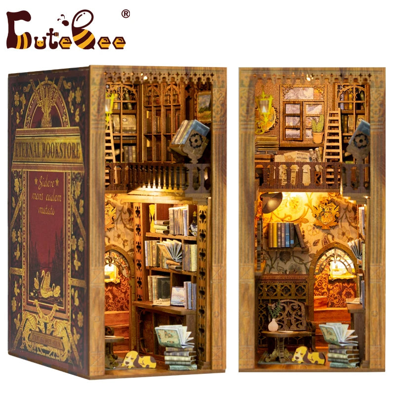 DIY Book Nook Kit Miniature Dollhouse Book Nook Touch Lights with Furniture for Christmas Gifts (Magic Pharmacist )