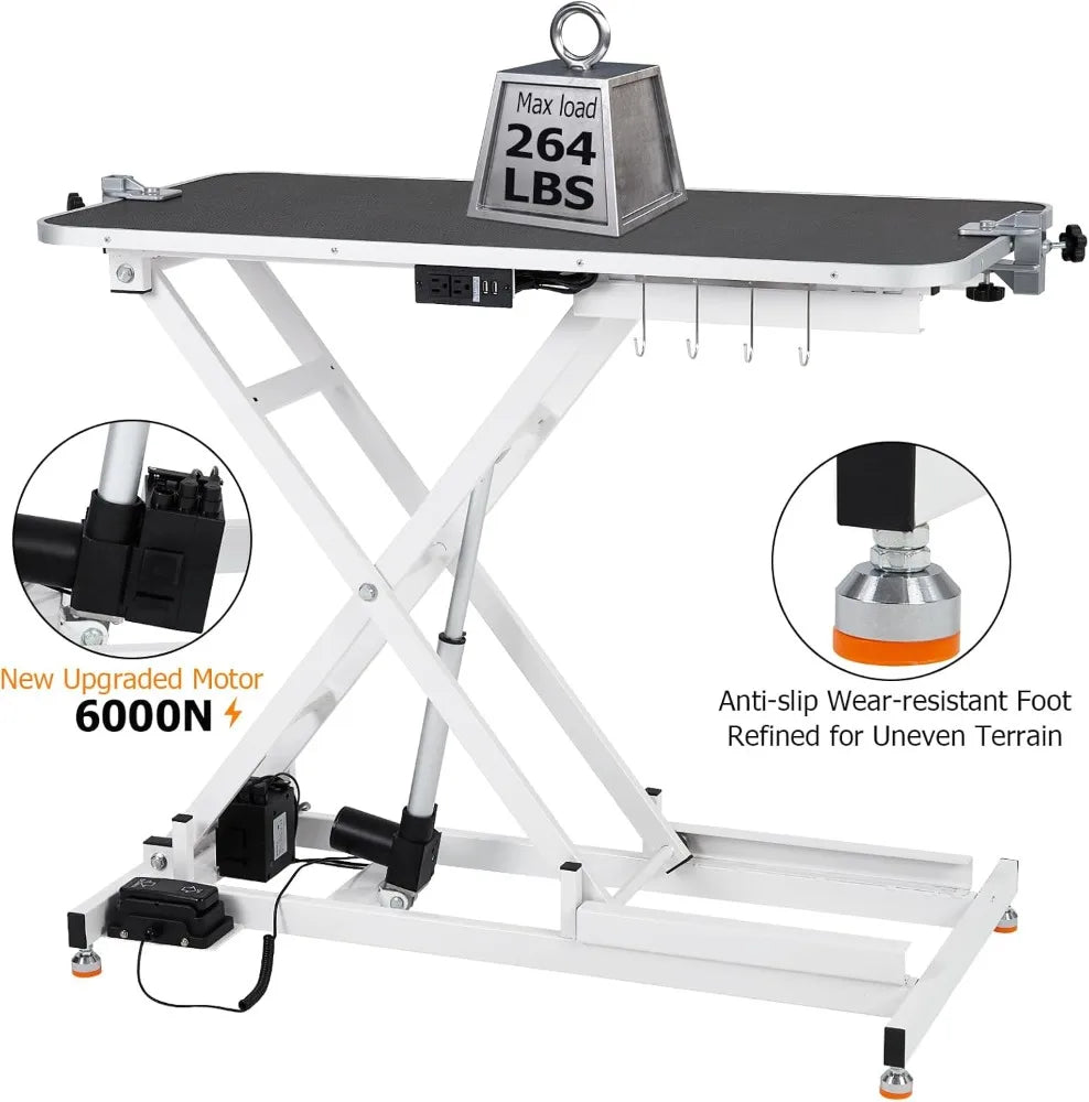 50Inch Electric Pet Grooming Table, (9"- 40") Height Adjustable X-Type Electric Lift Dog Grooming Table for Large Dogs