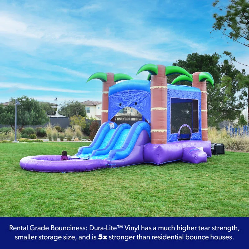 Enchanted Forest Commercial Grade Bounce House Water Slide (With Blower and Pool)
