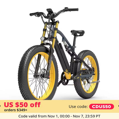 US Stock LANKELEISI RV700 Electric Hybrid Cruiser E Bike Bicycle 1000W Motor 48V 16AH Mountain Beach City Road Ebike